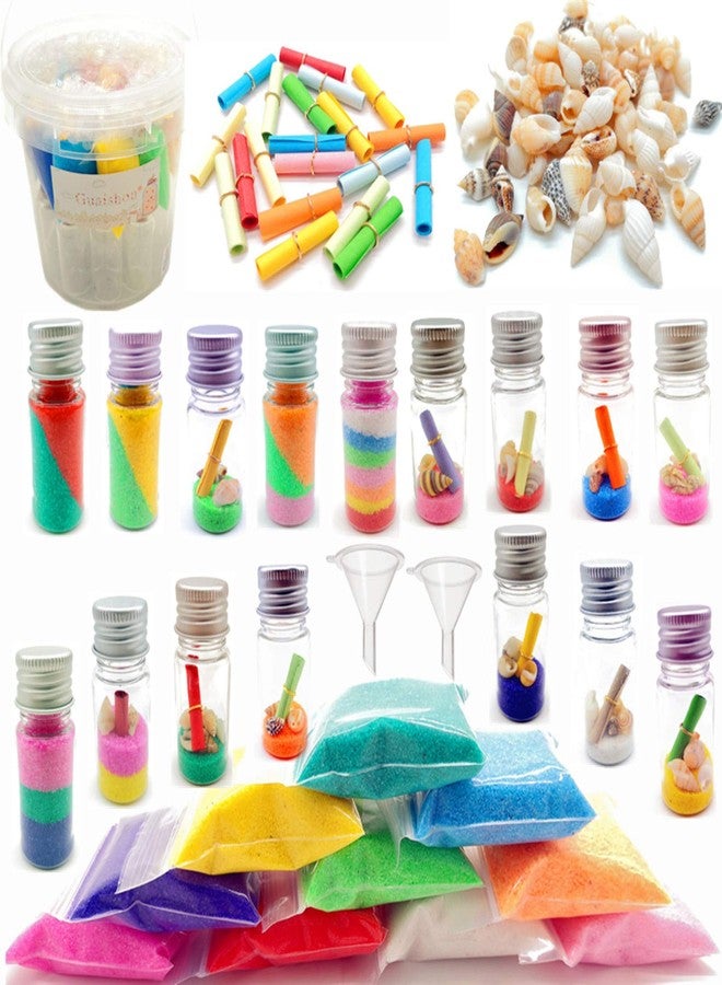 Guaishou DIY Sand Art and Crafts Kit Wishing Bottles Colorful Sands Beach Sea Shells Message Paper - Image 1
